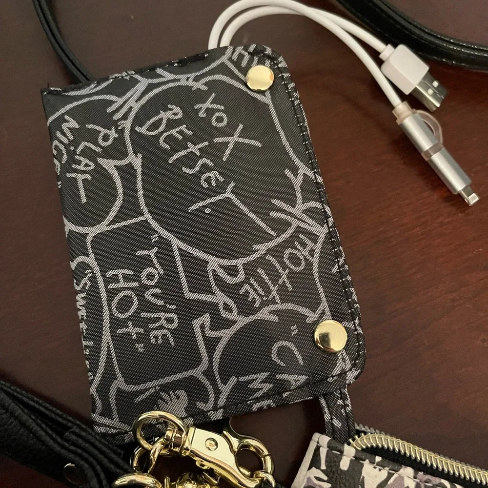 Betsey Johnson black and white rose clutch/crossbody - Picture 2 of 7